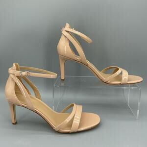 NEW Michael Kors Women’s Kimberly Faux Patent Leather Sandals Beige Size 10M